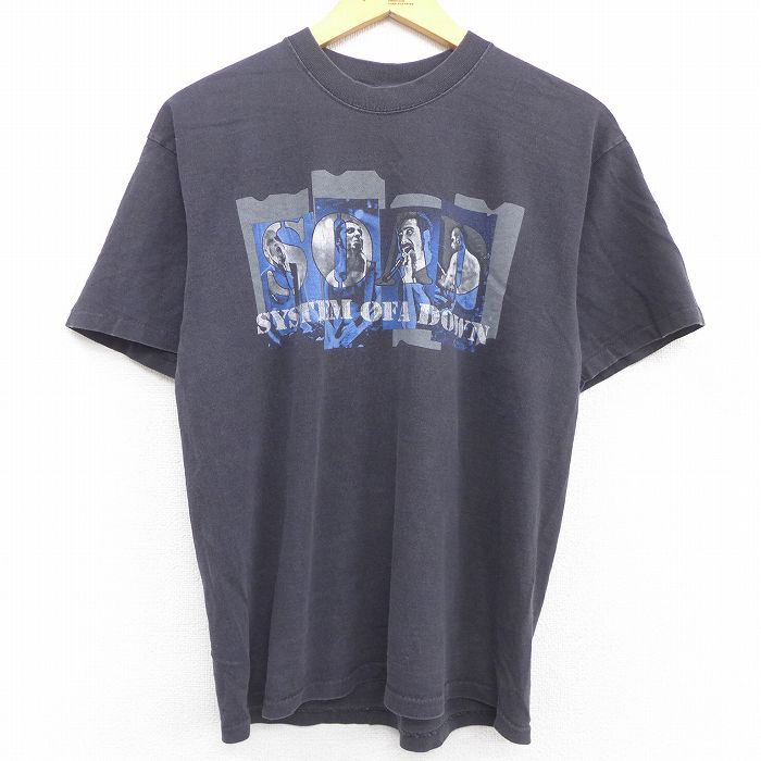 【中古】古着 半袖 ビンテージ ヴィンテージ ロックTシャツ バンドTシャツ メンズ 00年代 00s システムオブアダウン コットン クルーネック 丸首 黒 ブラック 【spe】 Mサイズ 中古 | 春夏 春物 春服 秋冬 秋物 秋服 メンズファッション ロンT カットソー ロンティー