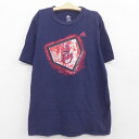 【中古】古着 アディダス adidas 半袖Tシャツ キッズ ボーイズ 子供服 MLB クリーブランドインディアンス コットン クルーネック 丸首 紺 ネイビー メジャーリーグ ベースボール 野球 | 春夏 春物 春服 秋冬 秋物 秋服 女の子 子ども服 こども服 カジュアル ファッショ 0OF