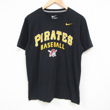 【中古】古着 ナイキ NIKE 半袖 ブランドTシャツ メンズ MLB ピッツバーグパイレーツ コットン クルーネック 丸首 黒 ブラック メジャーリーグ ベースボール 野球 Lサイズ 中古 | 春夏 夏物 夏服 メンズファッション カットソー ティーシャツ ティシャツ メンズTシャツ 0OF