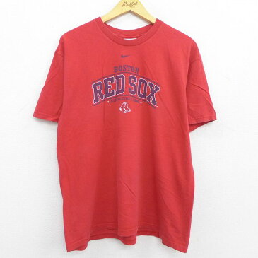 【中古】古着 ナイキ NIKE 半袖 ビンテージ ヴィンテージTシャツ メンズ 00年代 00s MLB ボストンレッドソックス コットン クルーネック 丸首 赤 レッド メジャーリーグ ベースボール 野球 XLサイズ 中古 | 春夏 夏物 夏服 ヴィンテージTシャツ メンズファッション カ 0OF