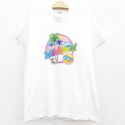 【中古】古着 半袖 ビンテージ ヴィンテージTシャツ キッズ ボーイズ 子供服 80年代 80s 太陽 ヤシの木 クルーネック 丸首 白 ホワイト 霜降り | 春夏 春物 春服 秋冬 秋物 秋服 女の子 子ども服 こども服 カジュアル ファッション おしゃれ かわいい