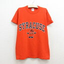 【中古】古着 ラッセル 半袖 ビンテージ ヴィンテージTシャツ キッズ ボーイズ 子供服 90年代 90s シラキュース クルーネック 丸首 オレンジ | 春夏 春物 春服 秋冬 秋物 秋服 女の子 子ども服 こども服 カジュアル ファッション おしゃれ かわいい 0OF