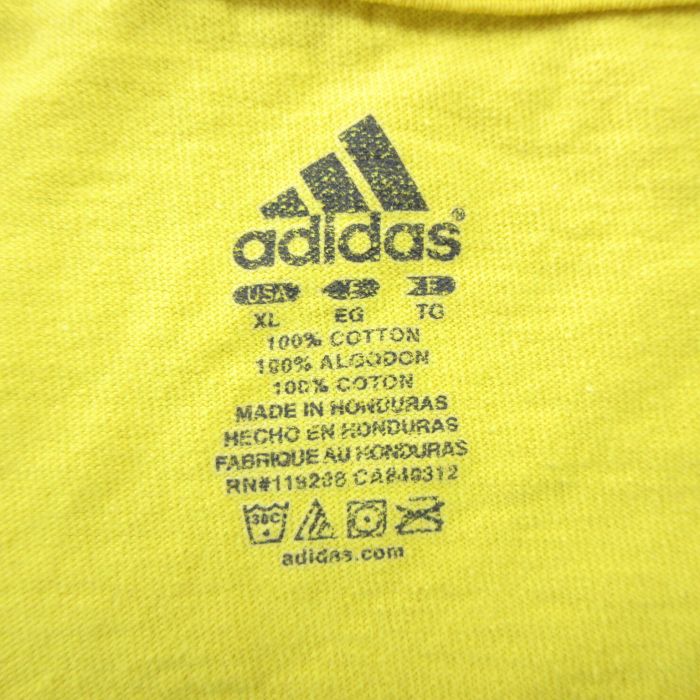 【中古】古着 アディダス adidas 半袖 ブランドTシャツ メンズ ビックロゴ 大きいサイズ 2L LL ビッグシルエット ゆったり ビッグサイズ オーバーサイズ コットン クルーネック 丸首 黄 イエロー XLサイズ 中古 | 春夏 夏物 夏服 メンズファッション カットソー ティー