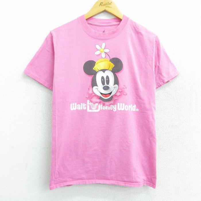 【中古】古着 ヘインズ Hanes 半袖Tシャツ レディース ディズニー DISNEY ミニー 両面プリント コットン クルーネック 丸首 ピンク 中古 | 春夏 春物 春服 秋冬 秋物 秋服 カットソー レディースファッション ロンT ロング丈 おしゃれ かわいい ロンティー ロングT ロ 0OF