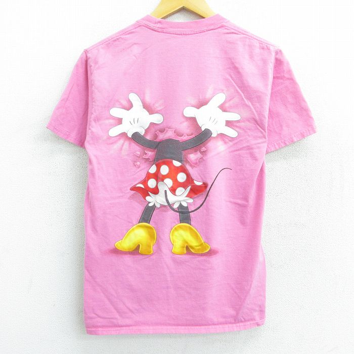 【中古】古着 ヘインズ Hanes 半袖Tシャツ レディース ディズニー DISNEY ミニー 両面プリント コットン クルーネック 丸首 ピンク 中古 | 春夏 春物 春服 秋冬 秋物 秋服 カットソー レディースファッション ロンT ロング丈 おしゃれ かわいい ロンティー ロングT ロ 0OF