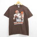 【中古】古着 半袖 ビンテージ ヴィンテージTシャツ メンズ 00年代 00s NFL クリーブランドブラウンズ デレックアンダーソン 3 コットン クルーネック 丸首 茶 ブラウン アメフト スーパーボウル Mサイズ 中古 401202