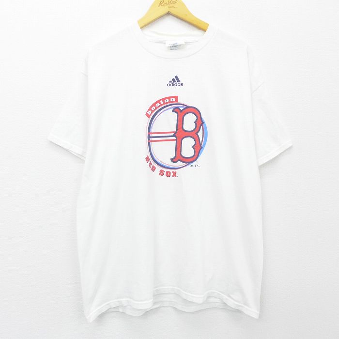 【中古】古着 アディダス adidas 半袖 ビンテージ ヴィンテージTシャツ メンズ 00年代 00s MLB ボストンレッドソックス コットン クルーネック 丸首 白 ホワイト アメフト スーパーボウル XLサイズ 中古 | 春夏 夏物 夏服 ヴィンテージTシャツ メンズファッション カッ 0OF