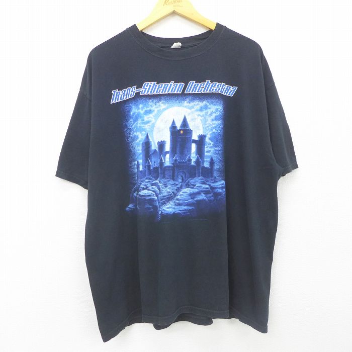 【中古】古着 半袖 ビンテージ ヴィンテージ ロックTシャツ バンドTシャツ メンズ 00年代 00s トランスシベリアンオーケストラ 大きいサイズ 2L LL ビッグシルエット ゆったり ビッグサイズ オーバーサイズ コットン クルーネック 丸首 黒 ブラック XLサイズ 中古 | 春