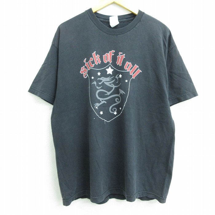 【中古】古着 半袖 ビンテージ ヴィンテージ ロックTシャツ バンドTシャツ メンズ 00年代 00s シックオブイットオール 大きいサイズ 2L LL ビッグシルエット ゆったり ビッグサイズ オーバーサイズ コットン クルーネック 丸首 黒 ブラック 【spe】 XLサイズ 中古 | 春