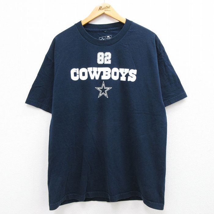 【中古】古着 半袖Tシャツ メンズ NFL ダラスカウボーイズ ジェイソンウィッテン 82 コットン クルーネック 丸首 紺 ネイビー アメフト スーパーボウル XLサイズ 中古 中古メンズ半袖プリントキャラクター 0OF