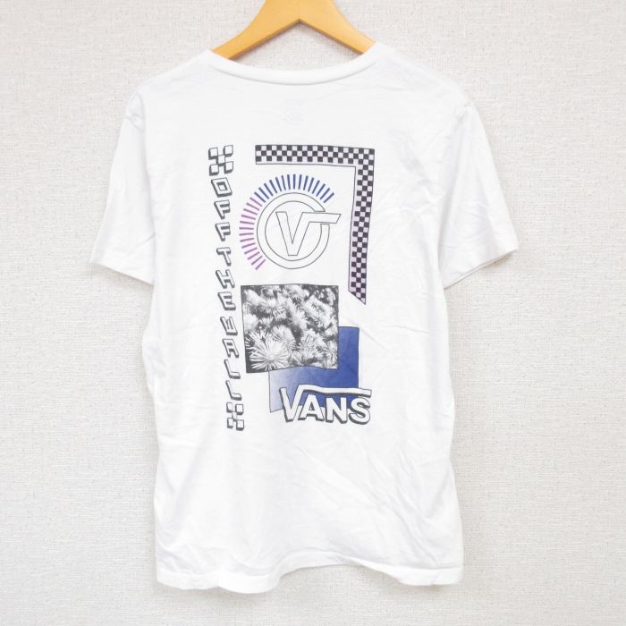 【中古】古着 バンズ VANS 半袖 ブランドTシャツ メンズ オフザウォール コットン クルーネック 丸首 白 ホワイト Lサイズ 中古 | 春夏 夏物 夏服 メンズファッション カットソー ティーシャツ ティシャツ メンズTシャツ 半袖Tシャツ 半袖ティーシャツ カジュアルTシャ 0OF