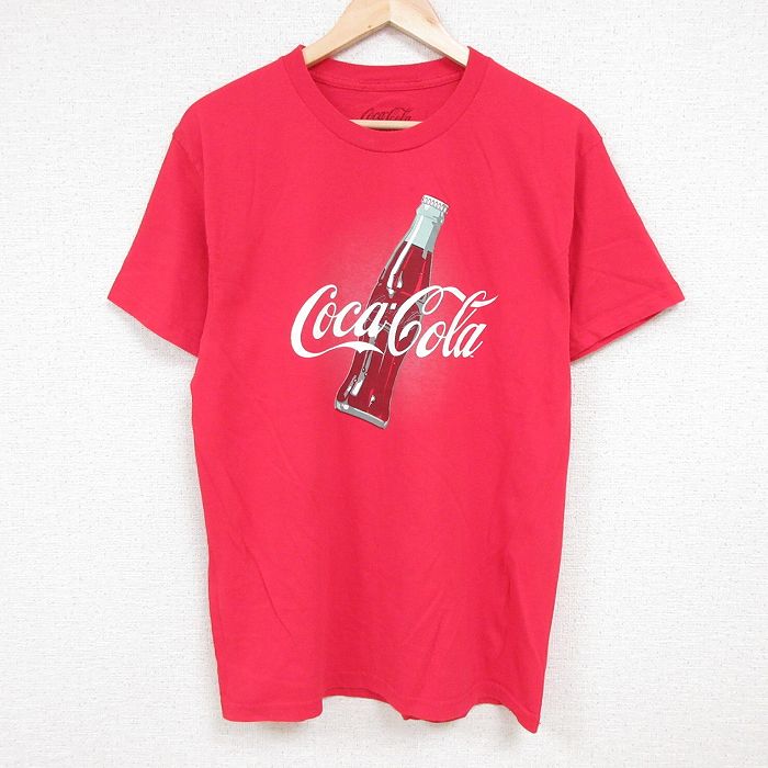 【中古】古着 半袖Tシャツ メンズ コカコーラ コットン クルーネック 丸首 赤 レッド Lサイズ 中古 中古メンズ半袖プリントキャラクター 0OF