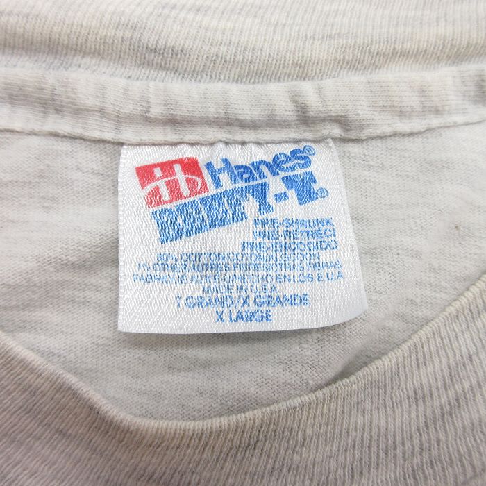 【中古】古着 ヘインズ Hanes 長袖 ビンテージ ヴィンテージTシャツ メンズ 90年代 90s ボーリング クルーネック 丸首 USA製 アメリカ製 グレー 霜降り XLサイズ 中古 | 春夏 春物 春服 秋冬 秋物 秋服 メンズファッション ロンT カットソー ロンティー ロングT ロング 0OF