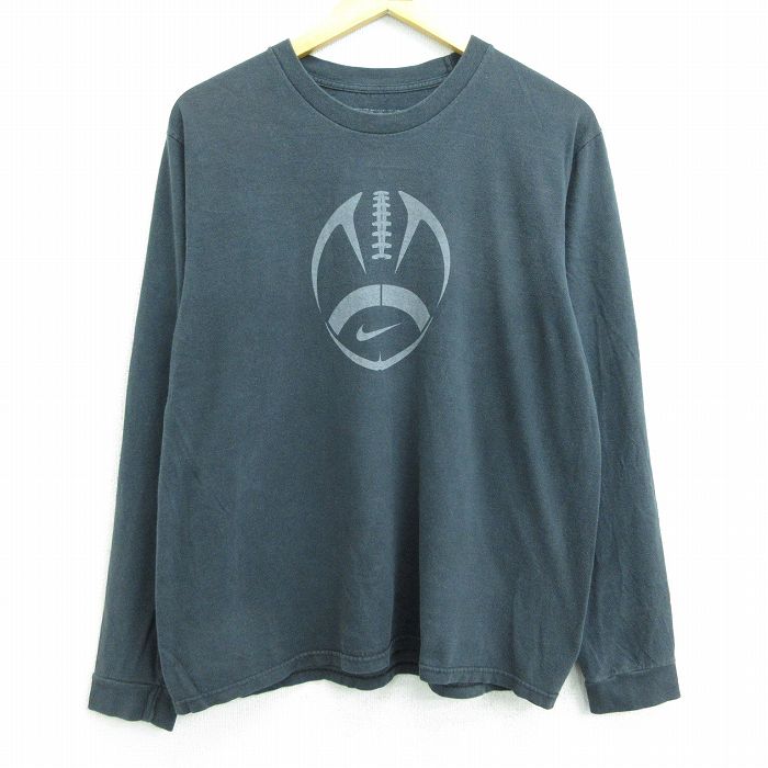 【中古】古着 ナイキ NIKE 長袖Tシャツ メンズ フットボール クルーネック 丸首 黒 ブラック Lサイズ 中古 | 春夏 春物 春服 秋冬 秋物 秋服 メンズファッション ロンT カットソー ロンティー ロングT ロングTシャツ ロングティーシャツ ロング丈 長袖ティーシャツ テ 0OF