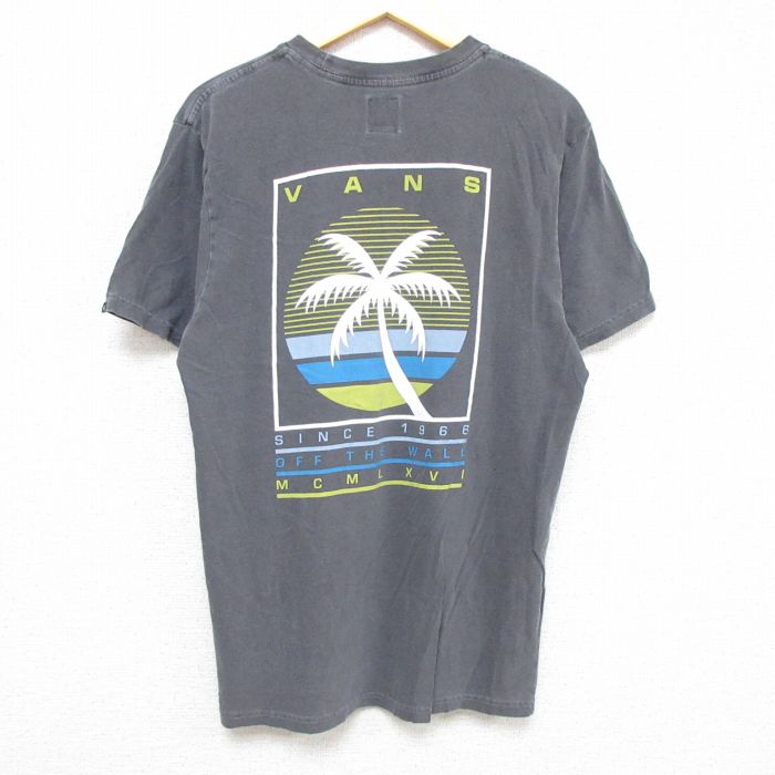 【中古】古着 バンズ VANS 半袖 ブランドTシャツ メンズ ヤシの木 クルーネック 丸首 濃グレー Mサイズ 中古 | 春夏 夏物 夏服 メンズファッション カットソー ティーシャツ ティシャツ メンズTシャツ 半袖Tシャツ 半袖ティーシャツ カジュアルTシャツ おしゃれ カジュ 0OF