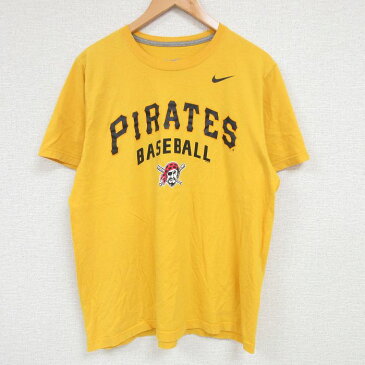 【中古】古着 ナイキ NIKE 半袖 ブランドTシャツ メンズ MLB ピッツバーグパイレーツ コットン クルーネック 丸首 黄 イエロー メジャーリーグ ベースボール 野球 Lサイズ 中古 | 春夏 夏物 夏服 メンズファッション カットソー ティーシャツ ティシャツ メンズTシャツ 0OF