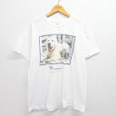 【中古】古着 半袖 ビンテージ ヴィンテージTシャツ メンズ 00年代 00s 犬 子猫 コットン クルーネック 丸首 白 ホワイト Lサイズ 中古 | 春夏 夏物 夏服 ヴィンテージTシャツ メンズファッション カットソー ティーシャツ ティシャツ メンズTシャツ 半袖Tシャツ 半袖 0OF