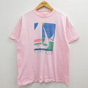 【中古】古着 半袖 ビンテージ ヴィンテージTシャツ メンズ 90年代 90s CAPECOD ヨット コットン クルーネック 丸首 USA製 アメリカ製 ピンク Lサイズ 中古 | 春夏 夏物 夏服 ヴィンテージTシャツ メンズファッション カットソー ティーシャツ ティシャツ メンズTシャ 0OF