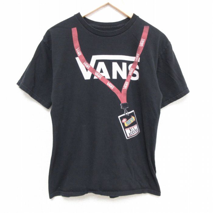 【中古】古着 バンズ VANS 半袖 ブランドTシャツ メンズ ビッグロゴ ワープドツアー コットン クルーネック 丸首 黒 ブラック Mサイズ 中古 | 春夏 夏物 夏服 メンズファッション カットソー ティーシャツ ティシャツ メンズTシャツ 半袖Tシャツ 半袖ティーシャツ カジ 0OF