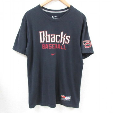 【中古】古着 ナイキ NIKE 半袖 ブランドTシャツ メンズ MLB アリゾナダイヤモンドバックス コットン クルーネック 丸首 黒 ブラック メジャーリーグ ベースボール 野球 Lサイズ 中古 | 春夏 夏物 夏服 メンズファッション カットソー ティーシャツ ティシャツ メンズT 0OF