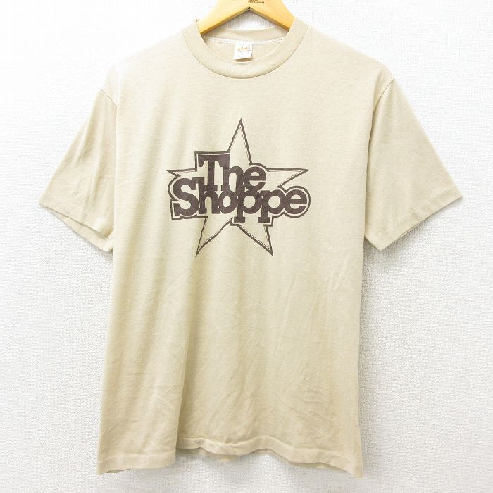 【中古】古着 半袖 ビンテージ ヴィンテージTシャツ メンズ 80年代 80s The shoppe クルーネック 丸首 USA製 アメリカ製 ベージュ カーキ Mサイズ 中古 | 春夏 夏物 夏服 ヴィンテージTシャツ メンズファッション カットソー ティーシャツ ティシャツ メンズTシャツ 半 0OF