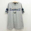 【中古】古着 リーボック REEBOK 半袖 フットボールTシャツ キッズ ボーイズ 子供服 NHL バッファローセイバーズ クルーネック 丸首 グレー 霜降り アイスホッケー | 春夏 春物 春服 秋冬 秋物 秋服 女の子 子ども服 こども服 カジュアル ファッション おしゃれ かわい 7OF