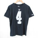 【中古】古着 ナイキ NIKE 半袖 ブランドTシャツ メンズ NFL オークランドレイダース デレックカー 4 コットン クルーネック 丸首 黒 ブラック アメフト スーパーボウル Mサイズ 中古 | 春夏 夏物 夏服 メンズファッション カットソー ティーシャツ ティシャツ メンズT