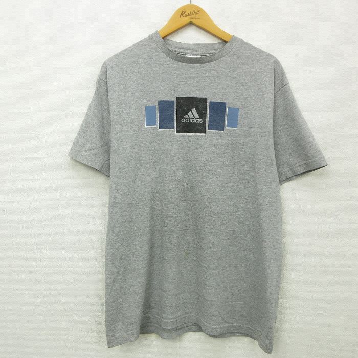 【中古】古着 アディダス adidas 半袖 ビンテージ ヴィンテージTシャツ メンズ 00年代 00s ワンポイントロゴ クルーネック 丸首 グレー 霜降り Lサイズ 中古 | 春夏 夏物 夏服 ヴィンテージTシャツ メンズファッション カットソー ティーシャツ ティシャツ メンズTシャ 0OF