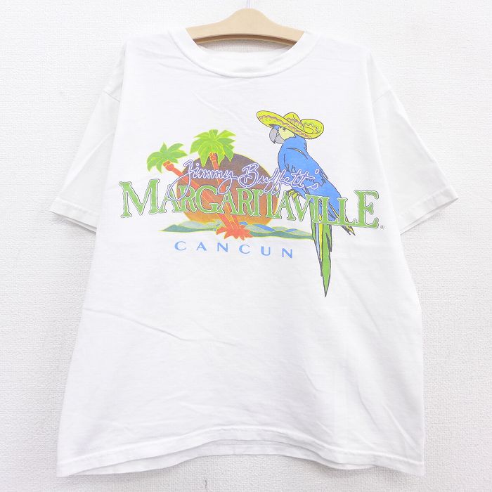 【中古】古着 半袖 ロックTシャツ バンドTシャツ キッズ ボーイズ 子供服 ジミーバフェット コットン クルーネック 丸首 白 ホワイト | 春夏 春物 春服 秋冬 秋物 秋服 女の子 子ども服 こども服 カジュアル ファッション おしゃれ かわいい 5OF