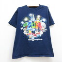 【中古】古着 ヘインズ Hanes 半袖Tシャツ キッズ ボーイズ 子供服 ディズニー DISNEY ミッキー MICKEY MOUSE ドナルド コットン クルーネック 丸首 紺 ネイビー | 春夏 春物 春服 秋冬 秋物 秋服 女の子 子ども服 こども服 カジュアル ファッション おしゃれ かわいい 0OF