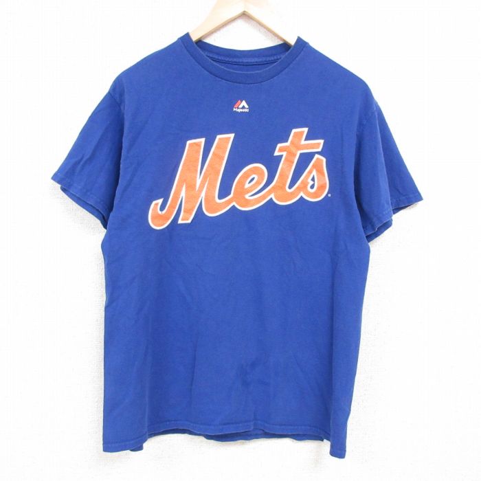 【中古】古着 マジェスティック 半袖Tシャツ メンズ MLB ニューヨークメッツ ジェイコブデグロム ...