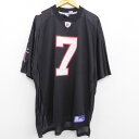 【中古】古着 リーボック REEBOK 半袖 フットボールTシャツ メンズ NFL アトランタファルコンズ マイケルヴィック 大きいサイズ 2L LL ビッグシルエット ゆったり ビッグサイズ オーバーサイズ Vネック ロング丈 黒 ブラック アメフト スーパーボウル ユニフォーム ゲ