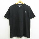 【中古】古着 チャンピオン champion 半袖 ブランドTシャツ メンズ ワンポイントロゴ コットン クルーネック 丸首 黒 ブラック Lサイズ 中古 | 春夏 夏物 夏服 メンズファッション カットソー ティーシャツ ティシャツ メンズTシャツ 半袖Tシャツ 半袖ティーシャツ カ 7OF