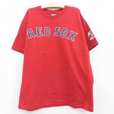 【中古】古着 半袖 ビンテージ ヴィンテージTシャツ キッズ ボーイズ 子供服 00年代 00s MLB ボストンレッドソックス ジョシュベケット ワールドシリーズ コットン クルーネック 丸首 赤 レッド メジャーリーグ ベースボール 野球 | 春夏 春物 春服 秋冬 秋物 秋服 女 0OF