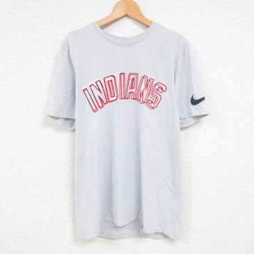 【中古】古着 ナイキ NIKE 半袖 ブランドTシャツ メンズ MLB クリーブランドインディアンス クルーネック 丸首 グレー 霜降り メジャーリーグ ベースボール 野球 Lサイズ 中古 | 春夏 夏物 夏服 メンズファッション カットソー ティーシャツ ティシャツ メンズTシャツ 0OF