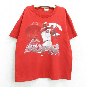 【中古】古着 ナイキ NIKE 半袖 ビンテージ ヴィンテージTシャツ キッズ ボーイズ 子供服 00年代 00s MLB シンシナティレッズ ブランドンフィリップス コットン クルーネック 丸首 赤 レッド メジャーリーグ ベースボール 野球 | 春夏 春物 春服 秋冬 秋物 秋服 女の子 0OF