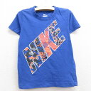 【中古】古着 ナイキ NIKE 半袖Tシャツ ビッグロゴ クルーネック 丸首 青 ブルー | 春夏 春物 春服 秋冬 秋物 秋服 女の子 子ども服 こども服 カジュアル ファッション おしゃれ かわいい 0OF