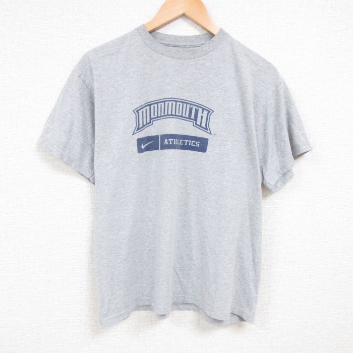 【中古】古着 ナイキ NIKE 半袖 ブランドTシャツ メンズ モンマス クルーネック 丸首 グレー 霜降り Lサイズ 中古 | 春夏 夏物 夏服 メンズファッション カットソー ティーシャツ ティシャツ メンズTシャツ 半袖Tシャツ 半袖ティーシャツ カジュアルTシャツ おしゃれ