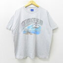 【中古】古着 半袖 ビンテージ ヴィンテージTシャツ メンズ 90年代 90s シンコティーク島 灯台 大きいサイズ 2L LL ビッグシルエット ゆったり ビッグサイズ オーバーサイズ クルーネック 丸首 USA製 アメリカ製 グレー他 ボーダー 【spe】 XLサイズ 中古 | 春夏 夏物