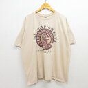 【中古】古着 半袖 ビンテージ ヴィンテージTシャツ メンズ 00年代 00s マヤ暦 マヤ文明 大きいサイズ 2L LL ビッグシルエット ゆったり ビッグサイズ オーバーサイズ コットン クルーネック 丸首 ベージュ カーキ XLサイズ 中古 | 春夏 夏物 夏服 ヴィンテージTシャツ 7OF