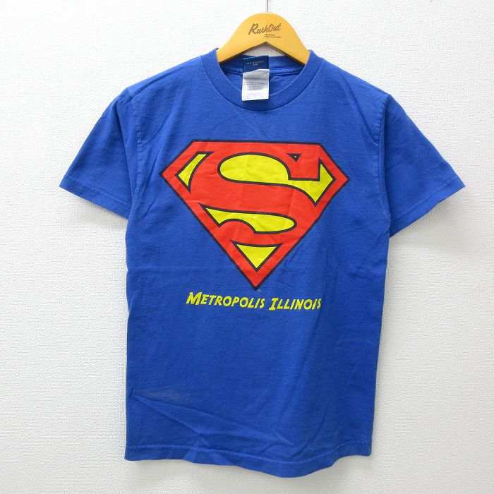 【中古】古着 半袖 ビンテージ ヴィンテージTシャツ メンズ 00年代 00s DCコミックス スーパーマン コットン クルーネック 丸首 紺 ネイビー Sサイズ 小さいサイズ 中古 551180 7OF