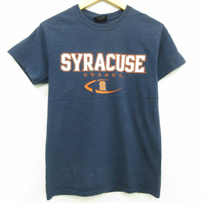 【中古】古着 MVスポーツ 半袖 ビンテージ ヴィンテージTシャツ メンズ 00年代 00s シラキュースオレンジ フットボール コットン クルーネック 丸首 紺 ネイビー Sサイズ 小さいサイズ 中古 | 春夏 夏物 夏服 ヴィンテージTシャツ メンズファッション カットソー ティ 0OF