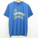 【中古】古着 半袖 ビンテージ ヴィンテージTシャツ メンズ 90年代 90s KENNEDY クルーネック 丸首 USA製 アメリカ製 青 ブルー 霜降り 【spe】 Lサイズ 中古 | 春夏 夏物 夏服 ヴィンテージTシャツ メンズファッション カットソー ティーシャツ ティシャツ メンズTシ 0OF