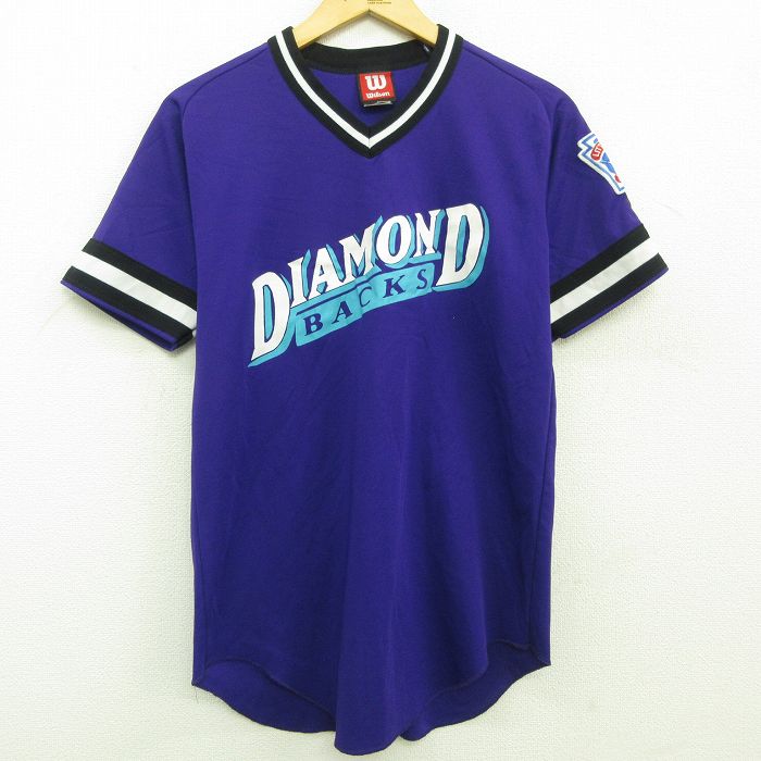 【中古】古着 ウィルソン 半袖 ビンテージ ヴィンテージTシャツ メンズ 00年代 00s アリゾナダイヤモンドバックス 野球 ラグラン Vネック 紫他 パープル Mサイズ 中古 | 春夏 春物 春服 秋冬 秋物 秋服 メンズファッション ロンT カットソー ロンティー ロングT ロング