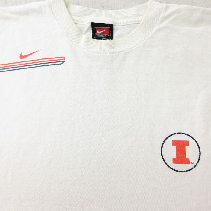 【中古】古着 ナイキ NIKE 長袖 ビンテージ ヴィンテージTシャツ メンズ 00年代 00s イリノイ バスケットボール コットン クルーネック 丸首 白 ホワイト XLサイズ 中古 | 春夏 春物 春服 秋冬 秋物 秋服 メンズファッション ロンT カットソー ロンティー ロングT ロン