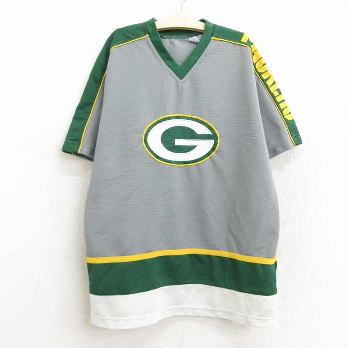 【中古】古着 半袖 ビンテージ ヴィンテージTシャツ キッズ ボーイズ 子供服 90年代 90s NFL グリーンベイパッカーズ ラグラン Vネック..