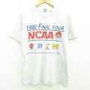 【中古】古着 半袖 ビンテージ ヴィンテージTシャツ メンズ 90年代 90s NCAA ミシガン バスケットボール クルーネック 丸首 USA製 アメリカ製 グレー 霜降り Lサイズ 中古 | 春夏 夏物 夏服 ヴィンテージTシャツ メンズファッション カットソー ティーシャツ ティシャ 7OF