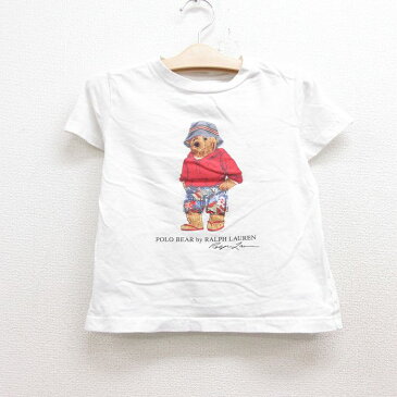 【中古】古着 ラルフローレン Ralph Lauren 半袖 ブランドTシャツ キッズ ボーイズ 子供服 ポロベア コットン クルーネック 丸首 白 ホワイト | 春夏 春物 春服 秋冬 秋物 秋服 女の子 子ども服 こども服 カジュアル ファッション おしゃれ かわいい