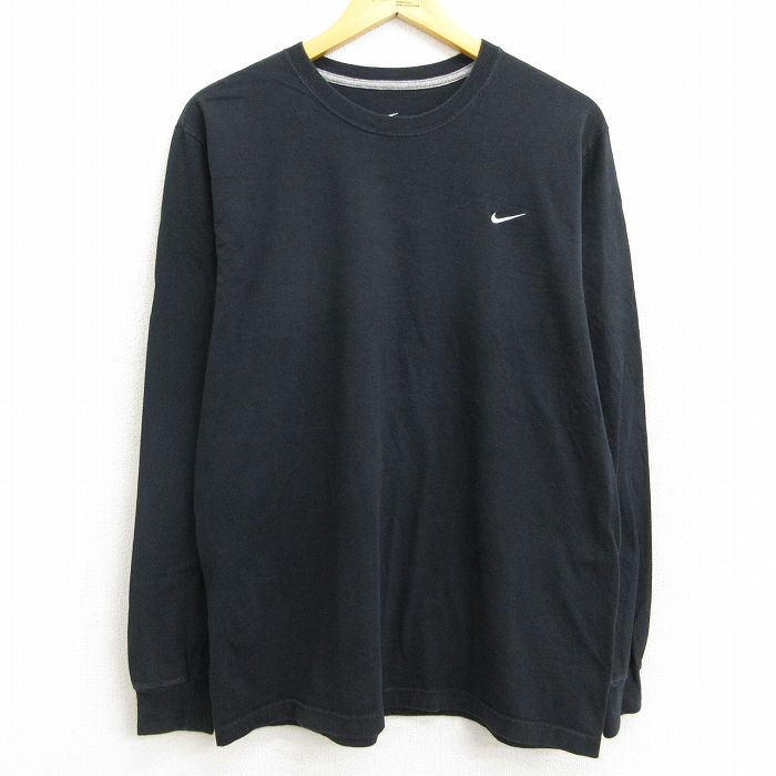 【中古】古着 ナイキ NIKE 長袖Tシャツ メンズ ワンポイントロゴ コットン クルーネック 丸首 黒 ブラック Lサイズ 中古 | 春夏 春物 春服 秋冬 秋物 秋服 メンズファッション ロンT カットソー ロンティー ロングT ロングTシャツ ロングティーシャツ ロング丈 長袖テ