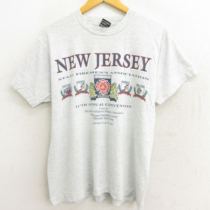 【中古】古着 半袖 ビンテージ ヴィンテージTシャツ メンズ 90年代 90s ニュージャージー 消防署 クルーネック 丸首 USA製 アメリカ製 薄グレー 霜降り XLサイズ 中古 | 春夏 夏物 夏服 ヴィンテージTシャツ メンズファッション カットソー ティーシャツ ティシャツ メ 7OF